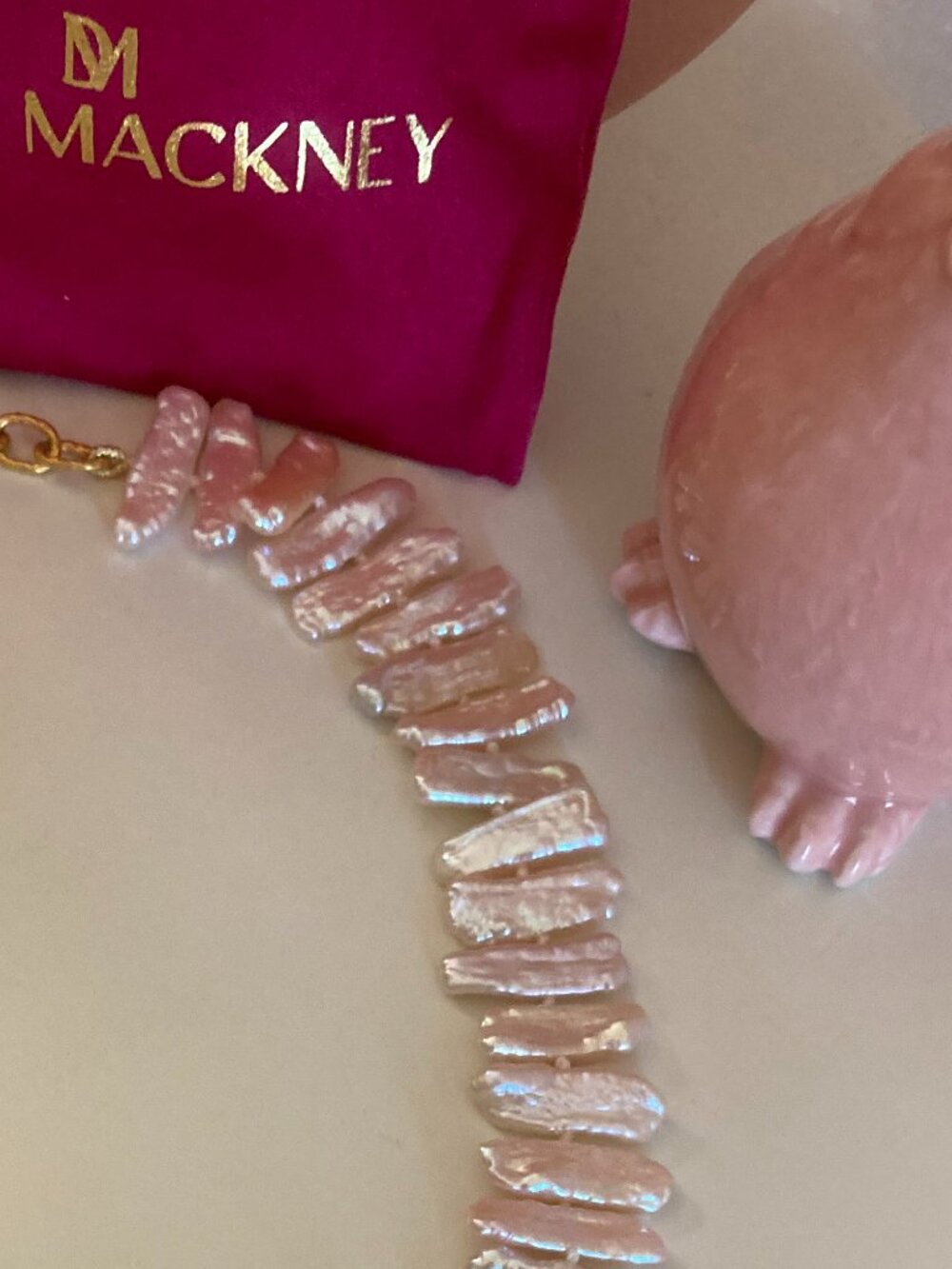 Dina Mackney blush pink Biwa Pearl necklace